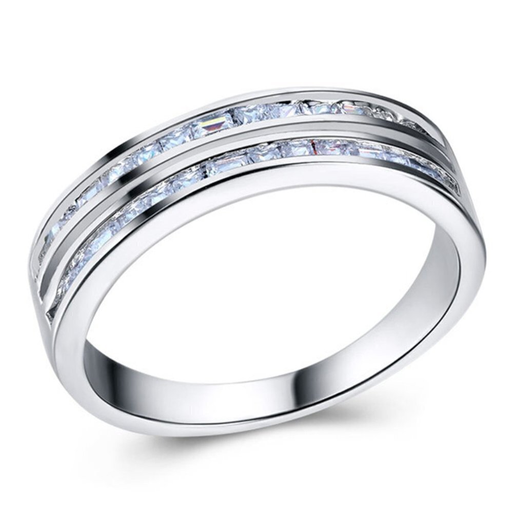 Trendy Tiny Round Gems Zircon Double Layer Fashion Rings for Women, IND…